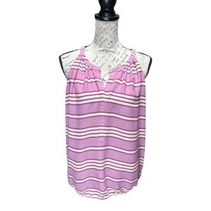 Ann Taylor Pink & Cream Stripe Camisole / Tank / Blouse Size Medium